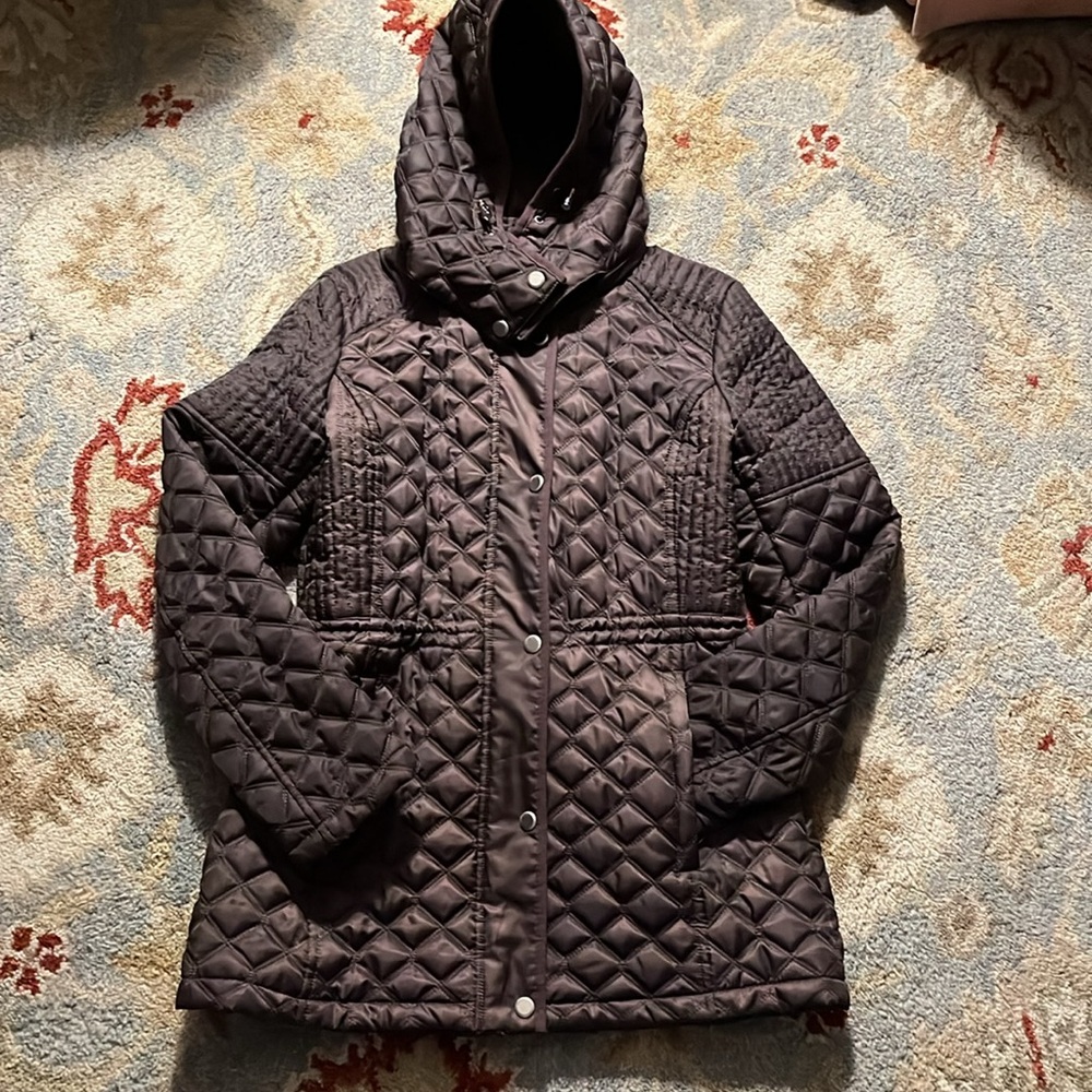 Marc New York “Calypso” Chocolate Brown Quilted Hooded Anorak Size Medium